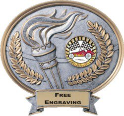 Torch Pinewood Derby Oval Resin Plate