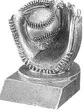 Silver Baseball Mitt and Ball Award