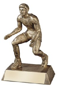 Gold Finish Wrestler Resin Trophy