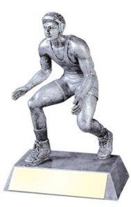 Silver Finish Wrestler Resin Trophy