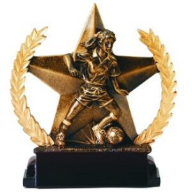 Star and Wreath Bronze Finish Female Soccer Award