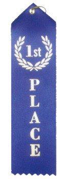 First Place Blue Award Ribbons with Card and String