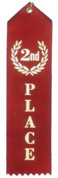 Second Place Red Award Ribbons with Card and String