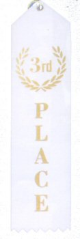 Third Place White Award Ribbons with Card and String