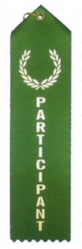 Participant Award Green Ribbons with Card and String