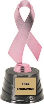 Pink Awareness Ribbon on a Round Base Trophy
