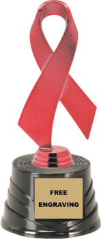 Red Awareness Ribbon on a Round Base Trophy