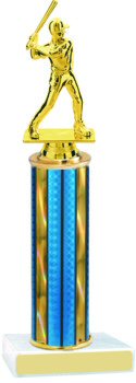 Round Column Baseball Trophy With White Marble Base