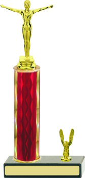 Diamond Hologram Column Gymnastics Trophy with Trim
