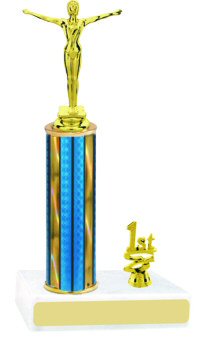 Prism Hologram Round Column Gymnastics Trophy with Trim