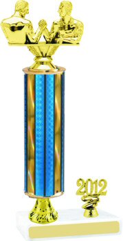 Prism Arm Wrestling Trophy with Pedestal and Trim