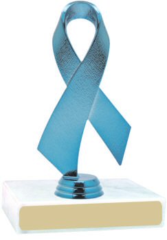 Blue Awareness Ribbon on a Marble Base
