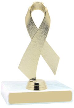 Gold Awareness Ribbon on a Marble Base