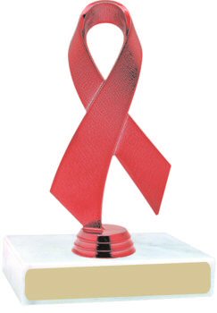 Red Awareness Ribbon on a Marble Base