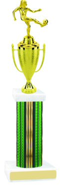 Prism Hologram Wide Column Soccer Cup Trophy